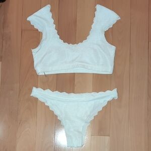 SHEIN White Scalloped Bikini Set